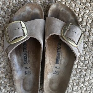 Birkenstock Madrid Big Buckle Slide in Nubuck Leather Size 39